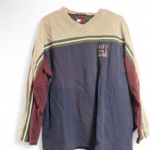 Tommy Hilfiger Men's V-Neck Sweater - Navy, Tan, Burgundy